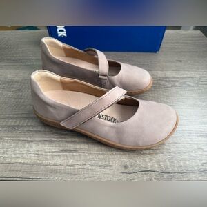 Birkenstock Lora Nubuck Leather Mary Jane Flat Shoes Taupe Women 6/EU37 Narrow